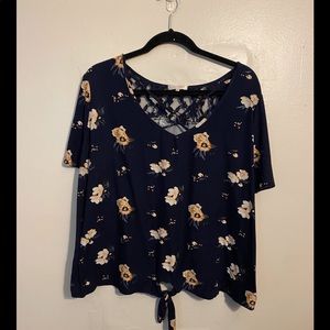 3X Short Sleeve Floral Shirt